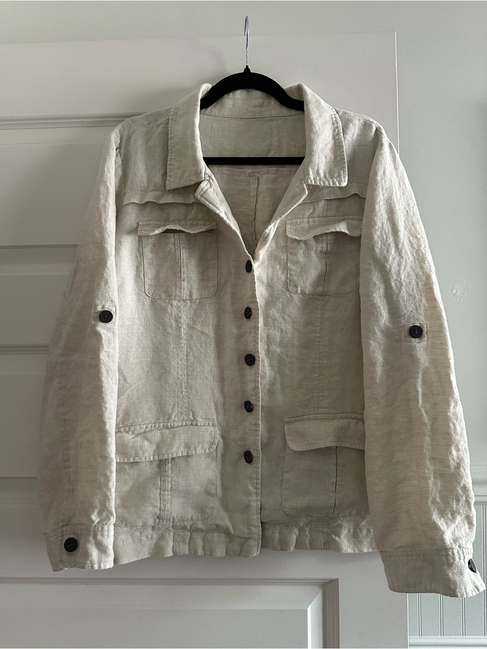 Zara Cream Utility Linen Jacket